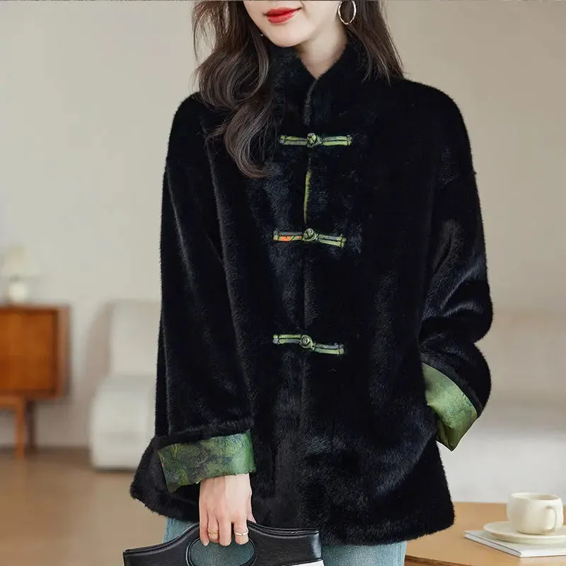 Women's Fur Chinese Style Traditional Coat