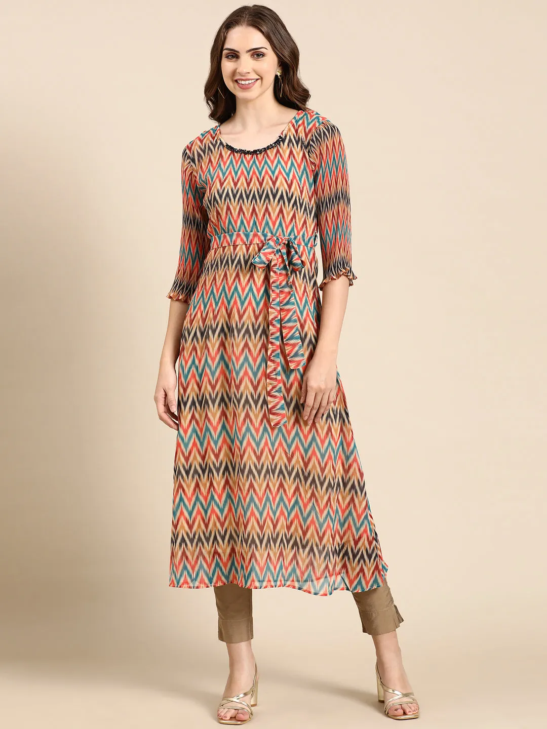 Women's Multi Chevron A-Line Kurta