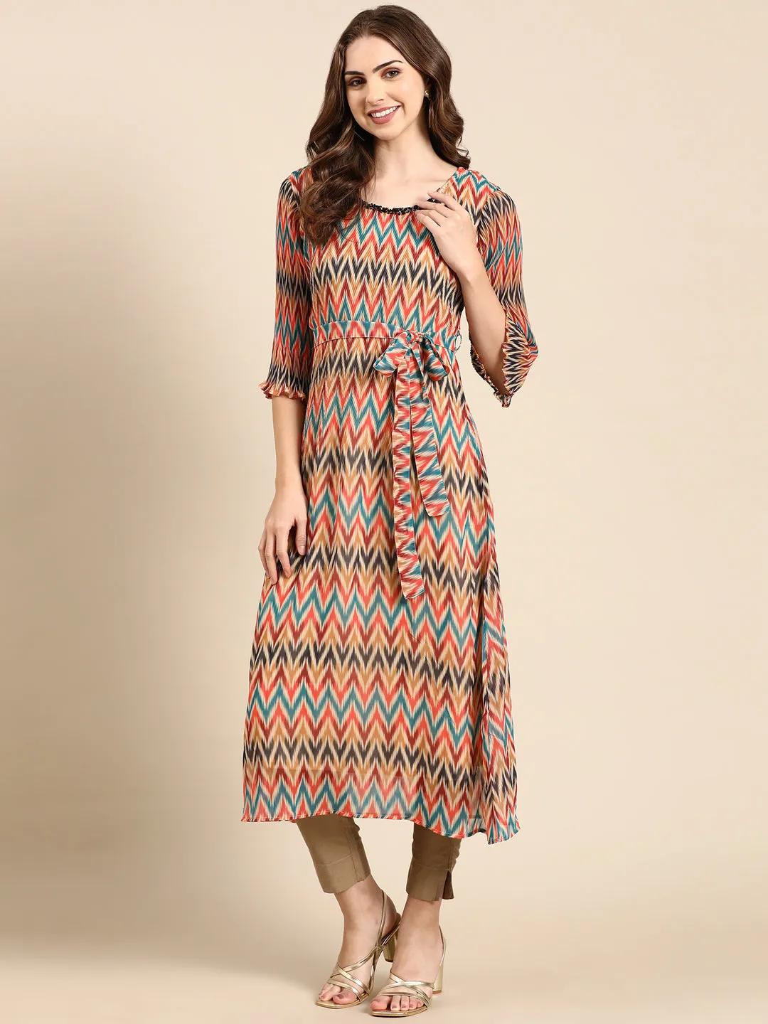 Women's Multi Chevron A-Line Kurta