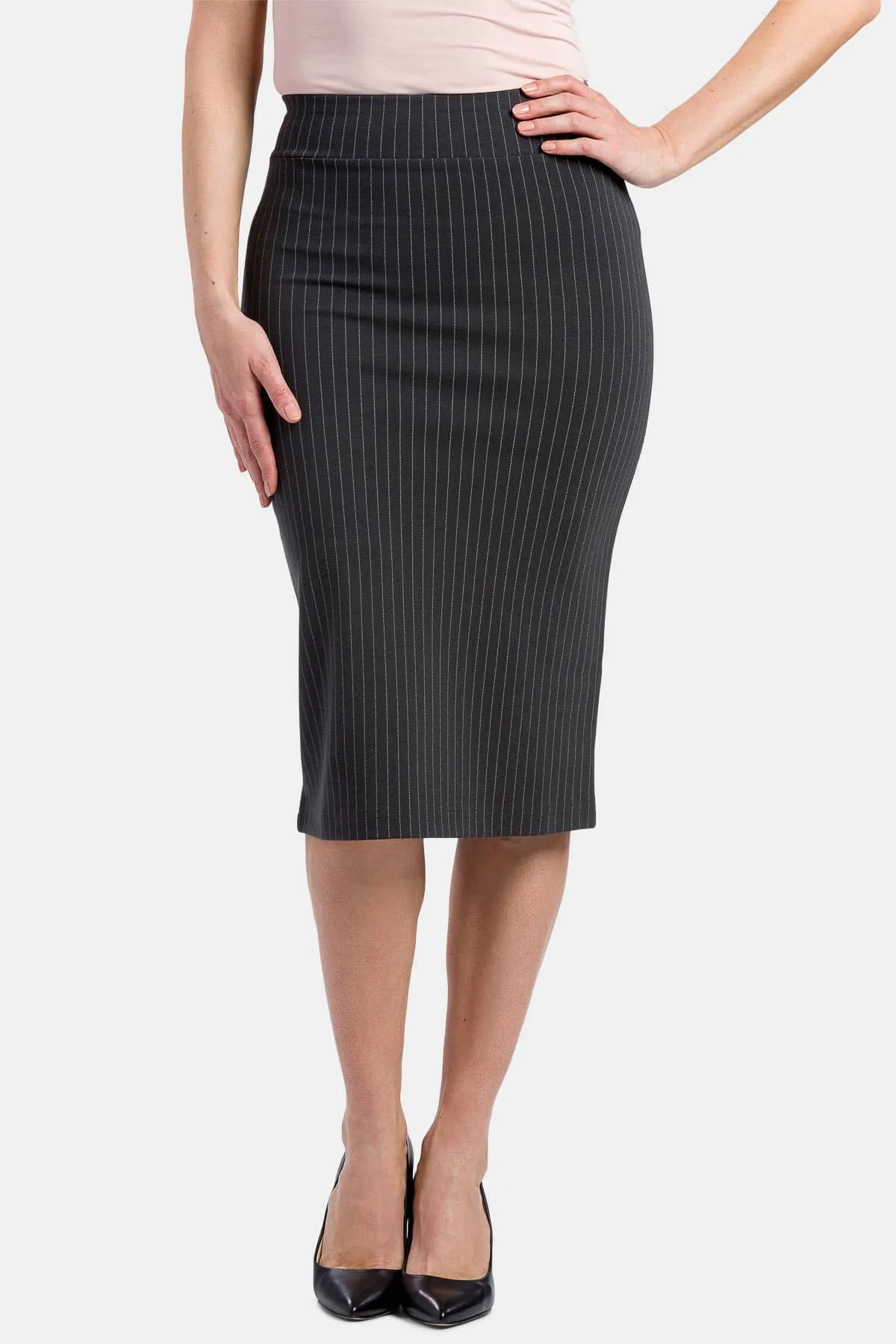 Women's Ponte Knit Midi Length Pencil Skirt