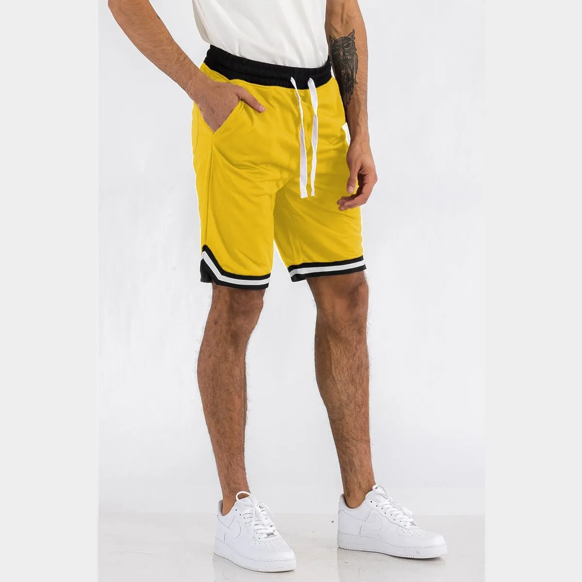 Yellow Striped Basketball Shorts